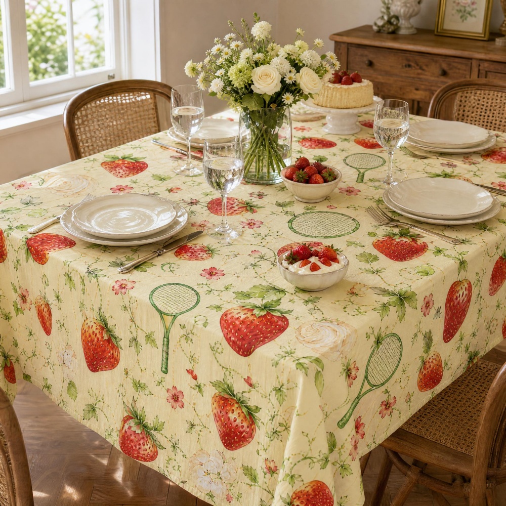 Strawberry Floral Table Cloth  - Table Tennis News Today 评论和价格