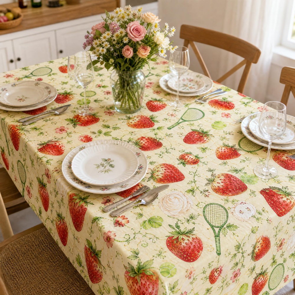 Strawberry Floral Table Cloth  - Table Tennis News Today 评论和价格