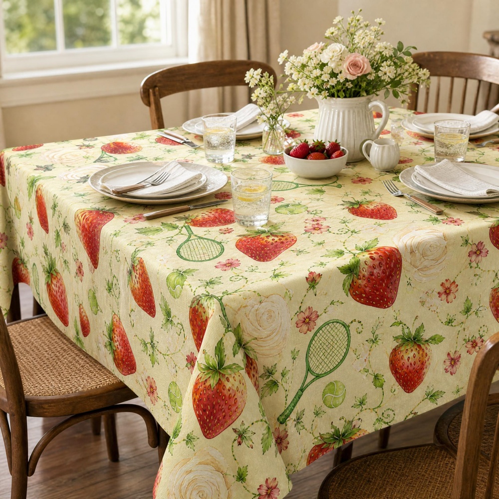 Strawberry Floral Table Cloth  - Table Tennis News Today 评论和价格