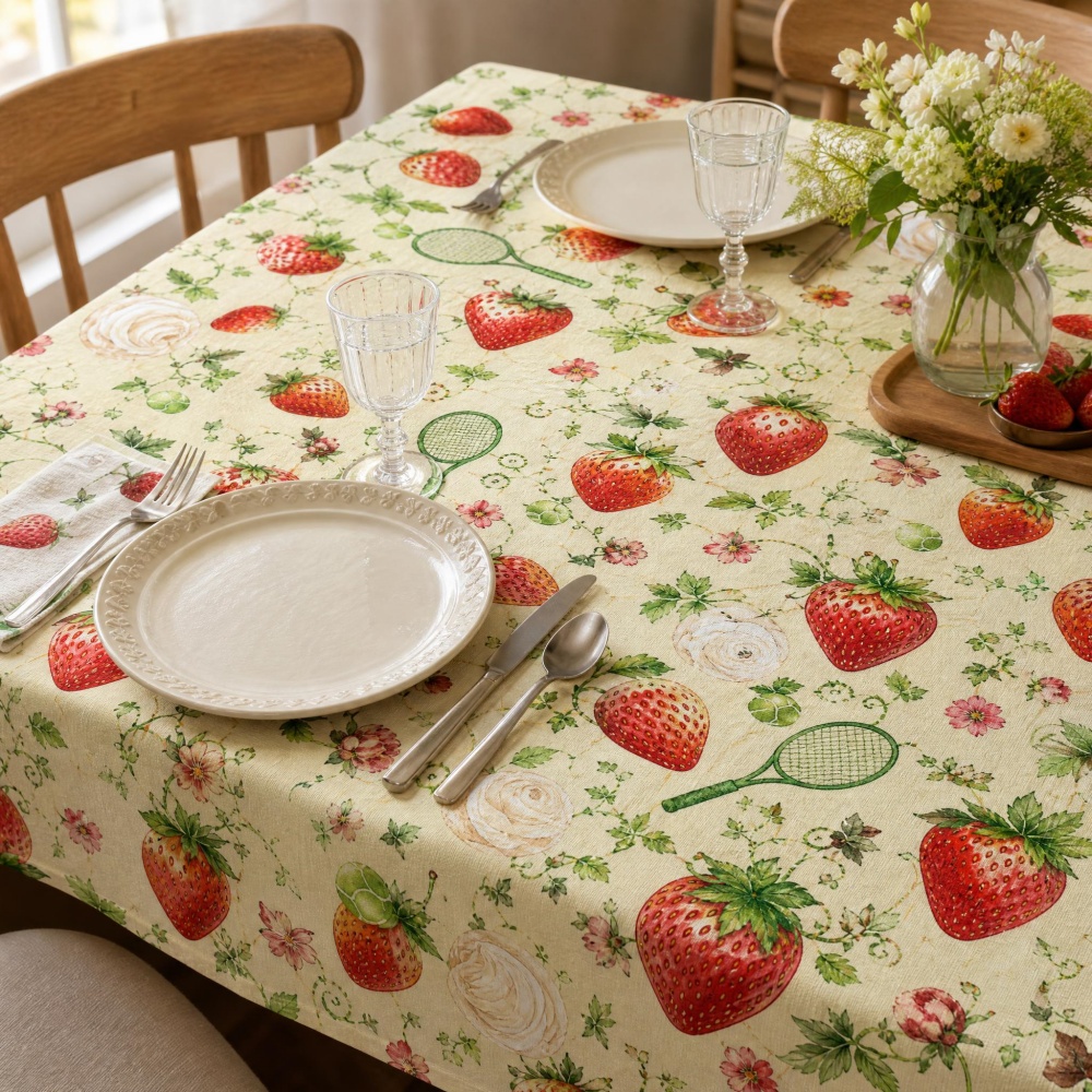 Strawberry Floral Table Cloth  - Table Tennis News Today 评论和价格